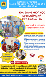 📣📣📣 PHÂN HIỆU TRƯỜNG TRUNG CẤP KINH TẾ - KỸ THUẬT SỐ 2 TẠI TỈNH LÂM ĐỒNG THÔNG BÁO KHAI GIẢNG LỚP DINH DƯỠNG VÀ KỸ THUẬT NẤU ĂN NĂM 2025 📣📣📣 